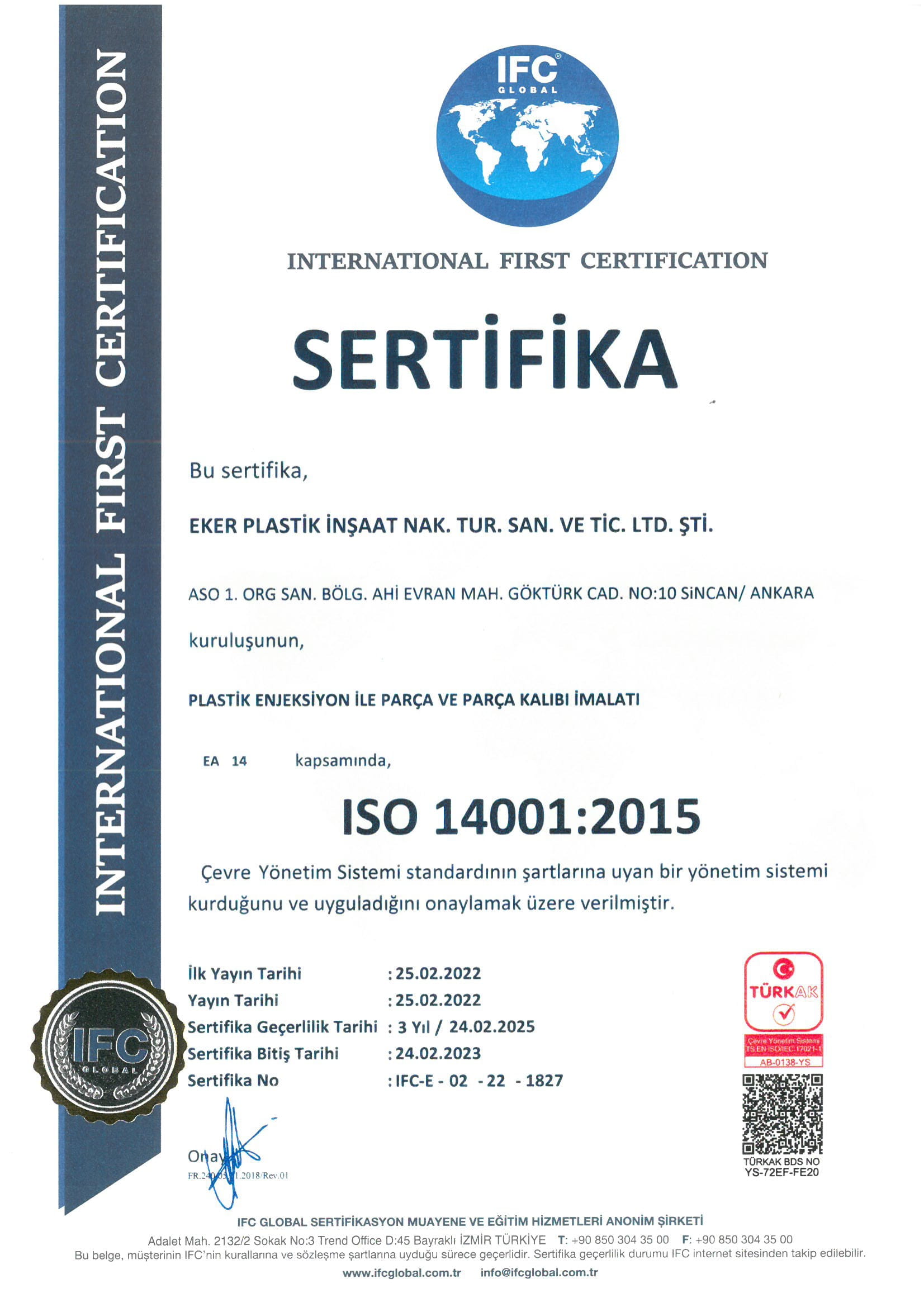 ISO 14001:2015 ÇEVRE YÖNETİM SİSTEMİ
